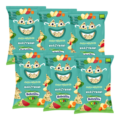 BoboVita Kids Chrupiące trójkąciki bio z warzywami ZESTAW 6 x 30 g
