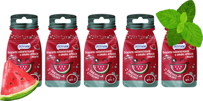 Dosfarm drażetki odświeżające o smaku arbuza i mięty z witaminą C ZESTAW 5 x 15 g