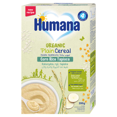 Humana Organic Kaszka bezmleczna kukurydza ryż tapioka po 4. miesiącu 200 g