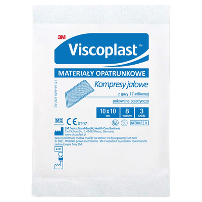 Viscoplast Kompresy jałowe 10x10cm 1 saszetka 3szt