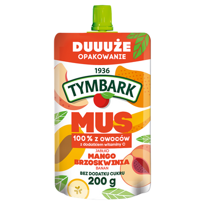 Tymbark Mus 100 % z owoców różne smaki duże opakowania ZESTAW 6 x 200 g