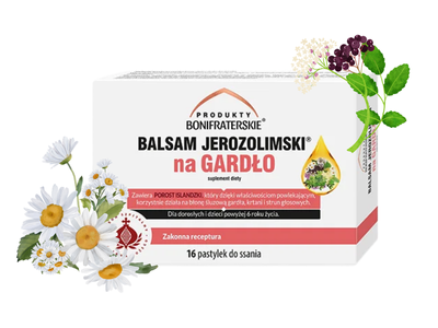 Produkty Bonifraterskie Balsam Jerozolimski dla całej rodziny + pastylki na gardło 3 opakowania