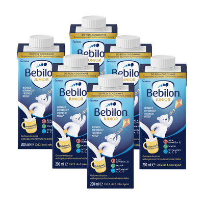 Bebilon JUNIOR gotowa do picia wzbogacona formuła na bazie mleka od 2. do 6. roku życia ZESTAW 6 x 200 ml