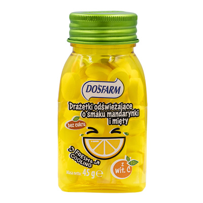 Dosfarm drażetki odświeżające o smaku mandarynki i mięty z witaminą C DUŻE OPAKOWANIE 45 g