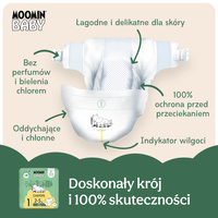 Moomin Baby 1 Newborn 2–5 kg (25 szt), eko pieluszki + CHUSTECZKI BEGGS GRATIS!