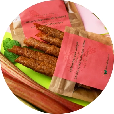 Rabarbarowe rollsy z nutką mięty naturalna luteina ZESTAW 5 x 50 g