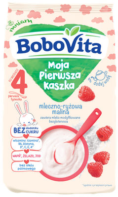 Bobovita Moja Pierwsza Kaszka mleczno-ryżowa o smaku malinowym 230g