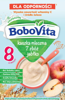 BoboVita kaszka mleczna 7 zbóż jabłko dla odporności po 8 miesiącu 200 g
