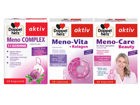 Doppelherz Aktiv dla kobiet w MENOPAUZIE: meno complex + meno-vita z kolagenem + meno-care beauty