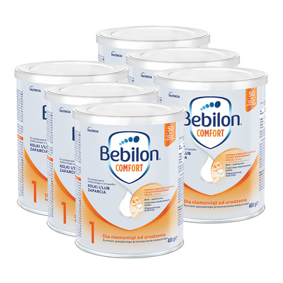 Bebilon Comfort 1 Żywność specjalnego przeznaczenia medycznego dla niemowląt od urodzenia ZESTAW 6x400 g