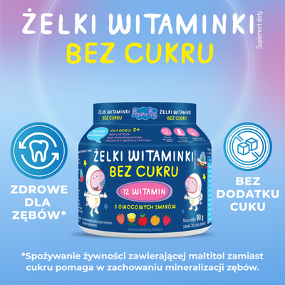 Żelki Witaminki "Świnka Peppa" BEZ CUKRU dla dzieci 30 żelek	