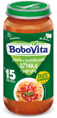 BoboVita pasta z pomidorami, szynką i papryką po 15 miesiącu życia 250g
