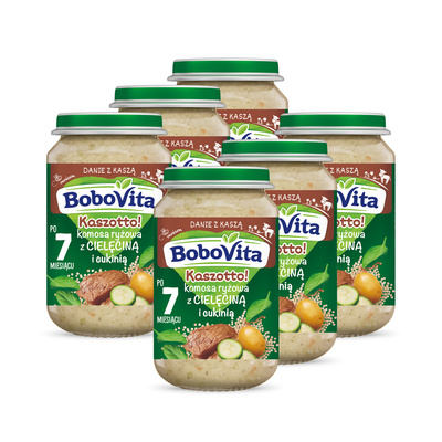 BoboVita Kaszotto! Komosa ryżowa z cielęciną i cukinią po 7 miesiącu ZESTAW 6 x 190 g