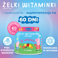 Żelki Witaminki "Świnka Peppa" dla dzieci 5 smaków 60 żelek	