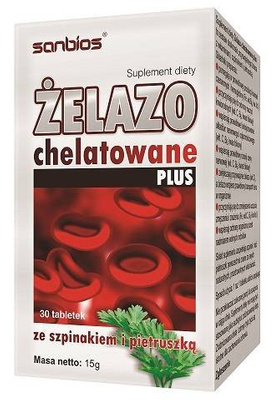 SANBIOS Żelazo chelatowane Plus 30 tabletek
