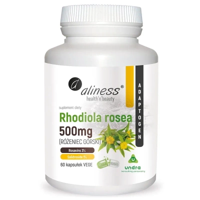Aliness Rhodiola rosea, różeniec górski 500 mg PAMIĘĆ STRES 60 kapsułek 