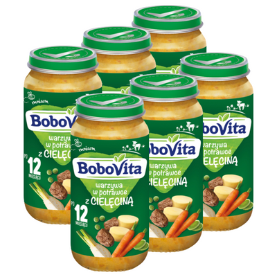 BoboVita Warzywa w potrawce z cielęciną po 12 miesiącu ZESTAW 6 x 250 g