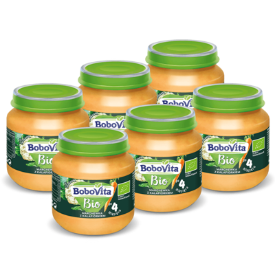 Obiadek dla dziecka Bobovita BIO marchew z kalafiorem po 4. miesiącu ZESTAW 6x125g