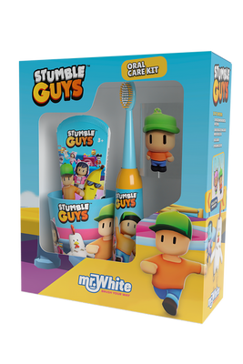 Mr.White Zestaw prezentowy do mycia zębów dla dzieci Stumble Guys 3+ szczoteczka elektryczna kubek pasta figurka