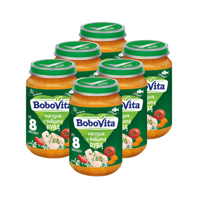Obiadek dla dziecka BoboVita Warzywa z delikatną rybą po 8. miesiącu ZESTAW 6x190g