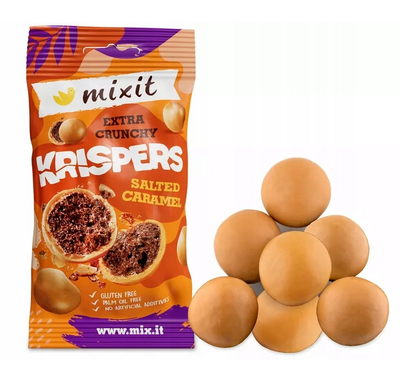 Mixit Krispers kulki w białej czekoladzie ze słonym karmelem 50 g