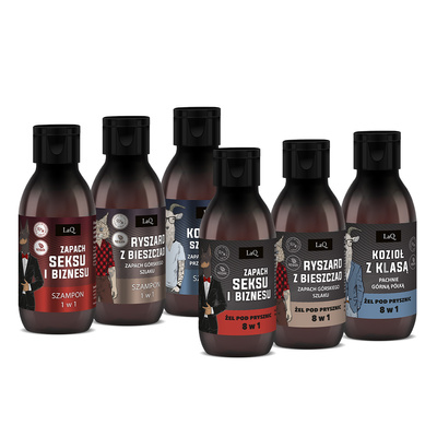 LaQ zestaw prezentowy MĘSKI 3 żele pod prysznic 100 ml i 3 szampony 100 ml