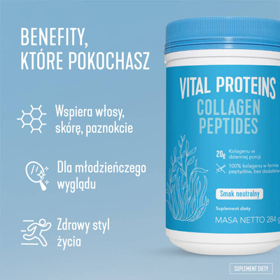 Vital Proteins Collagen Peptides dla młodzieńczego wyglądu, kolagen do picia o neutralnym smaku, 567g  + TORBA LUNCHOWA GRATIS