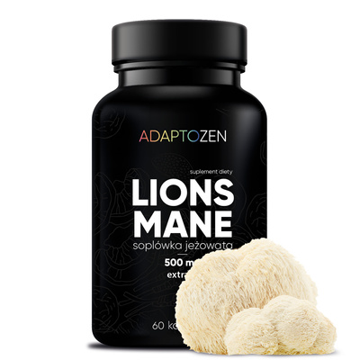 Adaptozen LION'S MANE ekstrakt z soplówki jeżowatej POPRAWA PAMIĘCI 60 kapsułek