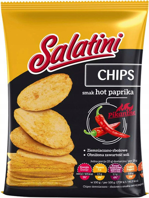 Salatini Zdrowe chipsy smak OSTRA papryka zdrowa przekąska 25 g