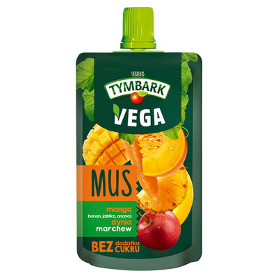 Tymbark Vega Mus mango z dynią, burak z truskawką zestaw różne smaki 4 x 100 g