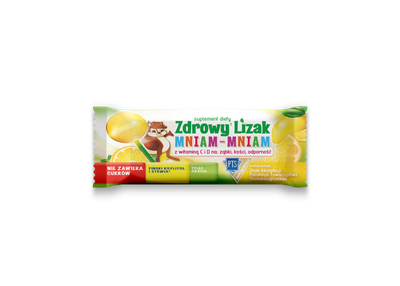 Zdrowy lizak dla dzieci mniam mniam z witaminami smak cytrynowy KULKA 1 sztuka