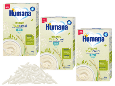 Humana Organic Kaszka bezmleczna ryżowa po 4. miesiącu ZESTAW 3 x 200 g