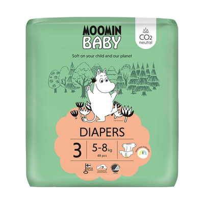 Moomin Baby pieluszki eko Diapers 3 5-8kg 48 sztuk