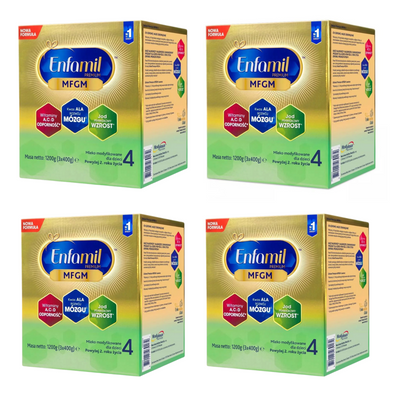 Enfamil Premium 4 MFGM mleko modyfikowane  dla dzieci powyżej 2. roku życia ZESTAW 4x1200g