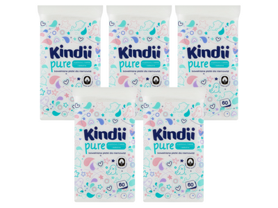 Kindii Pure Bawełniane płatki dla niemowląt ZESTAW 5 x 60 sztuk