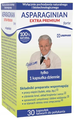 Asparaginian Extra, Premium forte MAGNEZ POTAS SKURCZE 30 kapsułek