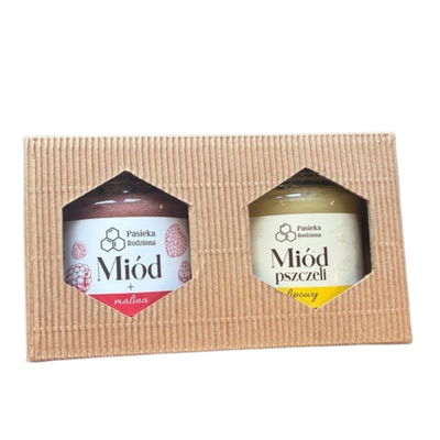 Pasieka Rodzinna zestaw prezentowy miód lipowy i malinowy 2 x 240 g