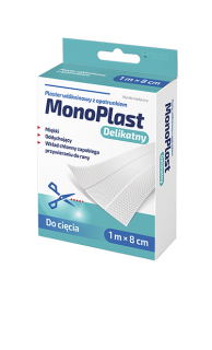 MonoPlast plaster włókninowy z opatrunkiem DELIKATNY do cięcia 1 m x 8 cm
