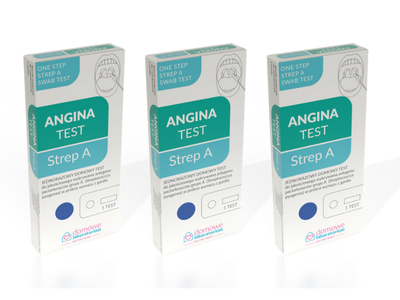 Test na anginę test strep A infekcja ZESTAW 3 sztuk