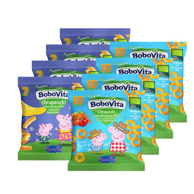 BoboVita Peppa Pig chrupeczki pomidorowe i bananowe ZESTAW 8 x 20 g