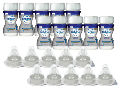 Bebilon Profutura 1 Mleko początkowe od urodzenia RTF ZESTAW 10 x 70 ml + 10 jednorazowych smoczków