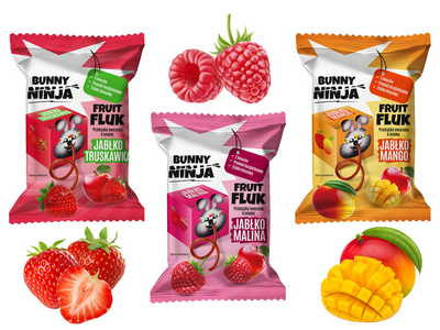 Bunny Ninja Fruit Fluk zestaw smakowitych zdrowych przekąsek różne rodzaje 3 sztuki