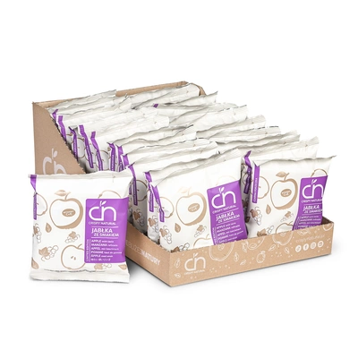 Crispy Natural Jabłka ze smakiem Czarna porzeczka Suszone chipsy z jabłek ZESTAW 24 x 18 g