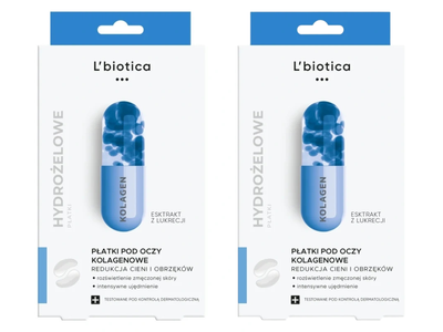 L'Biotica kolagenowe płatki pod oczy redukcja cieni i obrzęków ZESTAW 2 x 3 sztuki