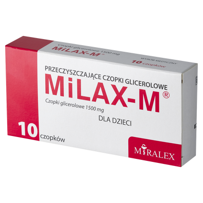 Milax-M Przeczyszczające czopki glicerolowe 1500 mg dla dzieci 10 sztuk