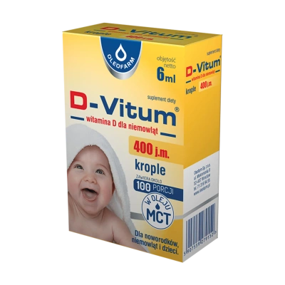 D-Vitum 400 j.m. witamina D dla noworodków niemowląt i dzieci krople doustne 6 ml