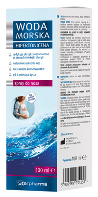 Starpharma hipertoniczna woda morska spray do nosa od 1 miesiąca życia 100 ml