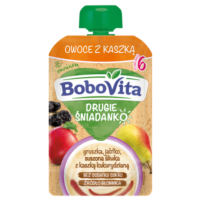 BoboVita Drugie Śniadanko Owoce z kaszką gruszka jabłko suszona śliwka po 6 miesiącu 100 g
