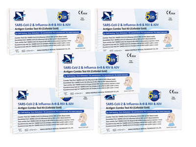 Deep Blue Test COMBO 5w1 COVID-19 Grypa A+B RSV Adenowirus ZESTAW 5 sztuk