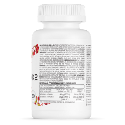 OstroVit witamina D3 8000 + K2 odporność 60 tabletek